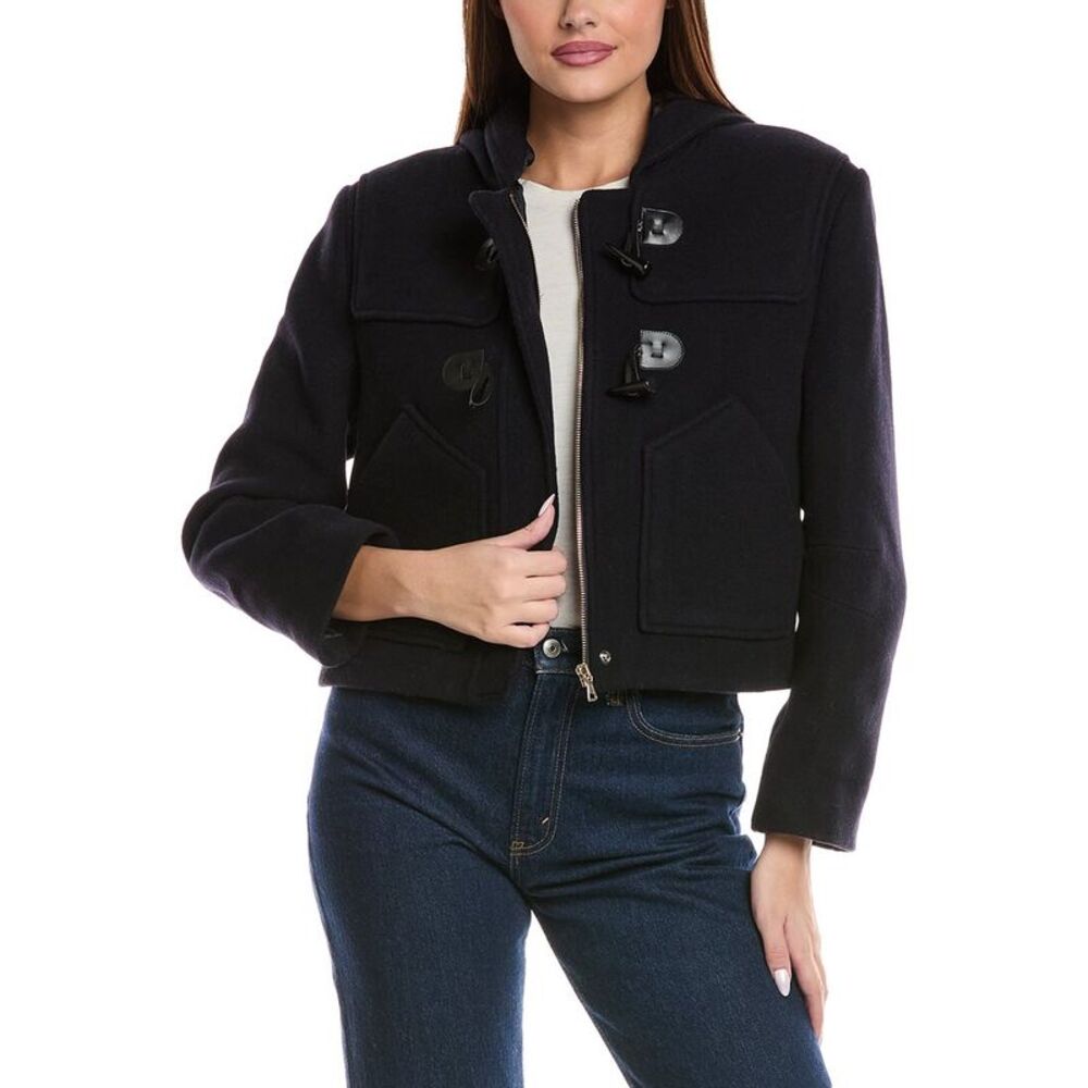 ba&sh Black Cropped Toggle Utility Jacket